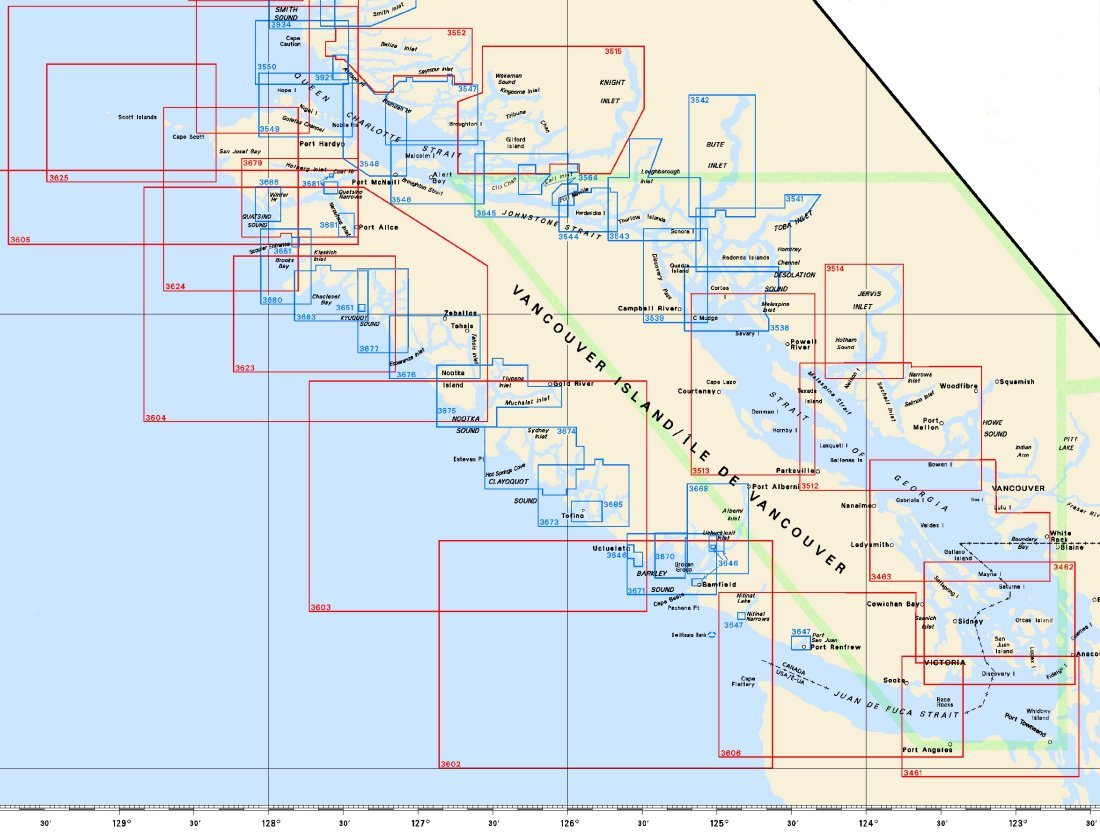 Canadian Hydrographic Service - Marine Charts - Pacific Coast (3000-3908)